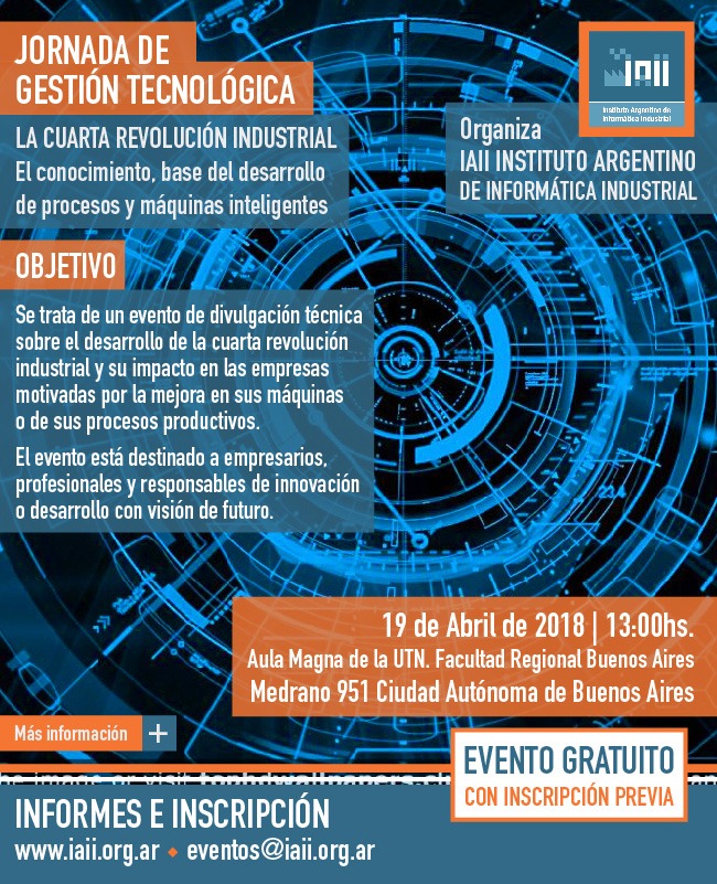 Cartel evento jornada tecnológica IAII Buenos Aires Larraioz Elektronika