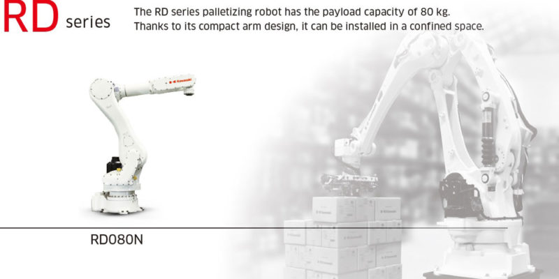 Serie RD de Kawasaki Robotics y robot RD080N para paletizado para 80 kg